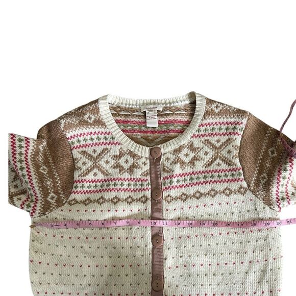 Sundance 100% Lambswool Fair Isle Button Up Long Sleeve Sweater Cardigan Medium - Picture 6 of 10